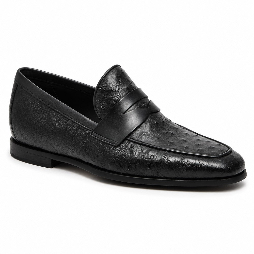 5 CM / 1.95 Inches CMR CHAMARIPA Men's Elevator Shoes | Ostrich Leather Penny Loafers