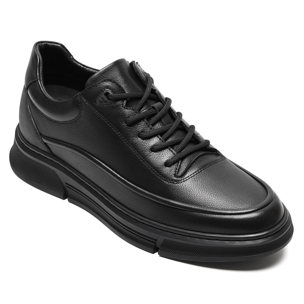 6 CM / 2.36 Inches CMR CHAMARIPA Men's Elevator Sneakers | Black Leather Casual Shoes
